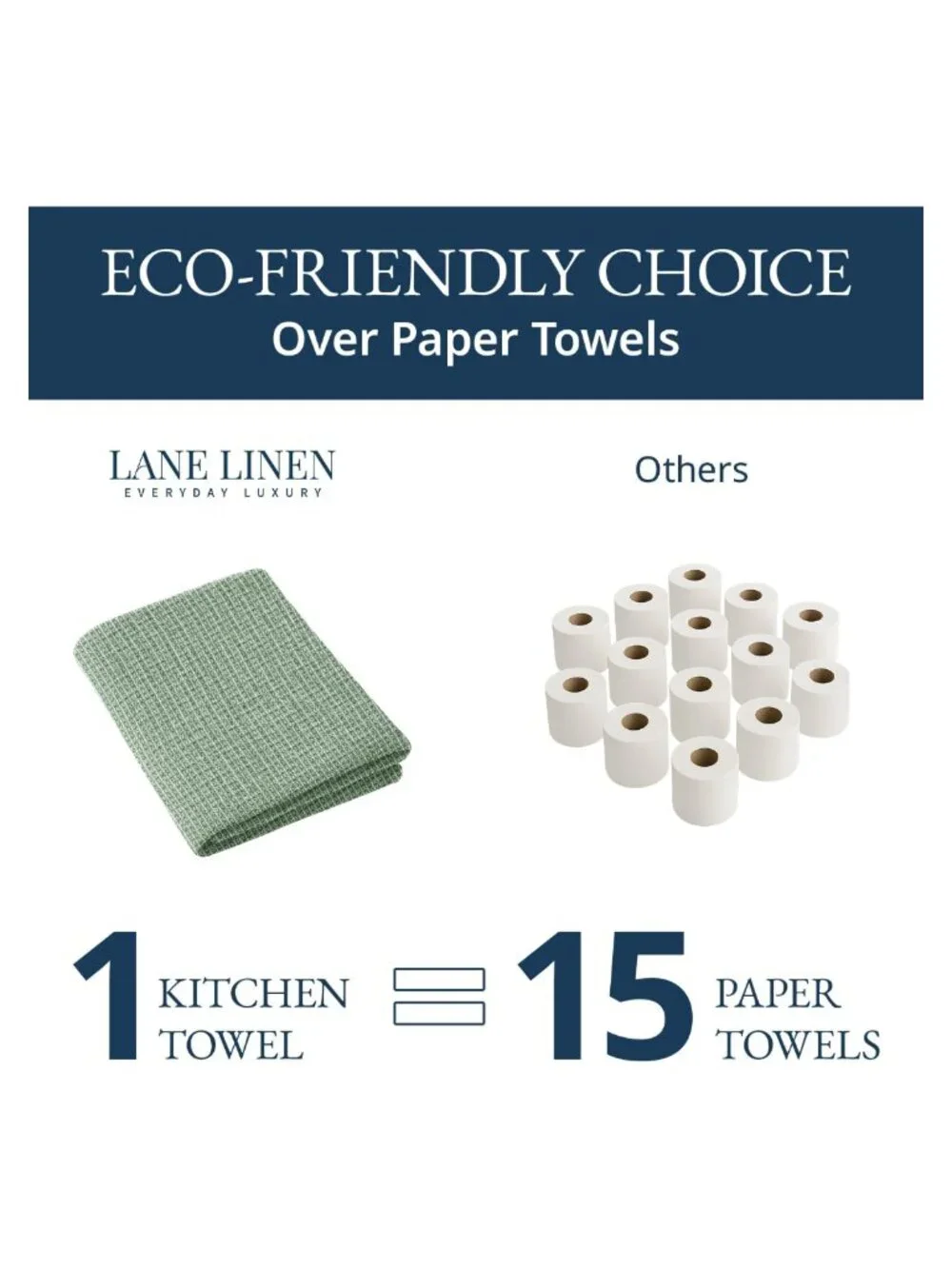 100% Cotton Kitchen Dish Towels 6 Pack Tightly Woven Absorbent